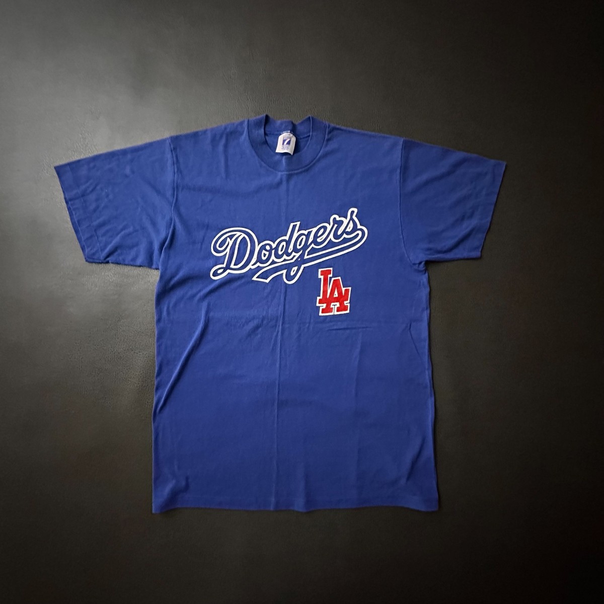 Vintage Logo 7 T Shirt Mens Large Blue LA Dodgers Baseball