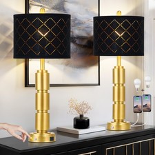 Set of 2 Modern Table Lamps for Living Room Bedroom,29" Tall Bedside Lamp wit...