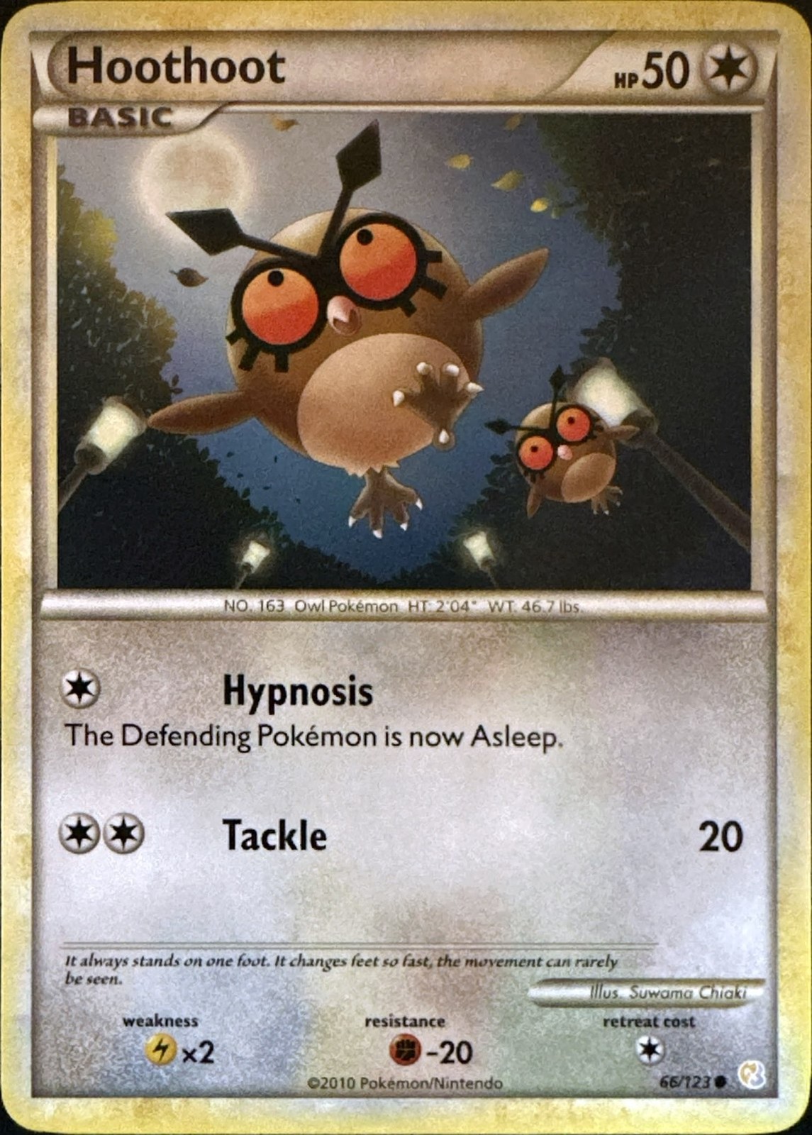 Hoothoot 66/123 Common HeartGold & SoulSilver Pokemon Lightly Played
