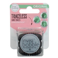 4 Pack Invisibobble Original HairLoveTech Traceless Hair Rings, Black, 3 Ct