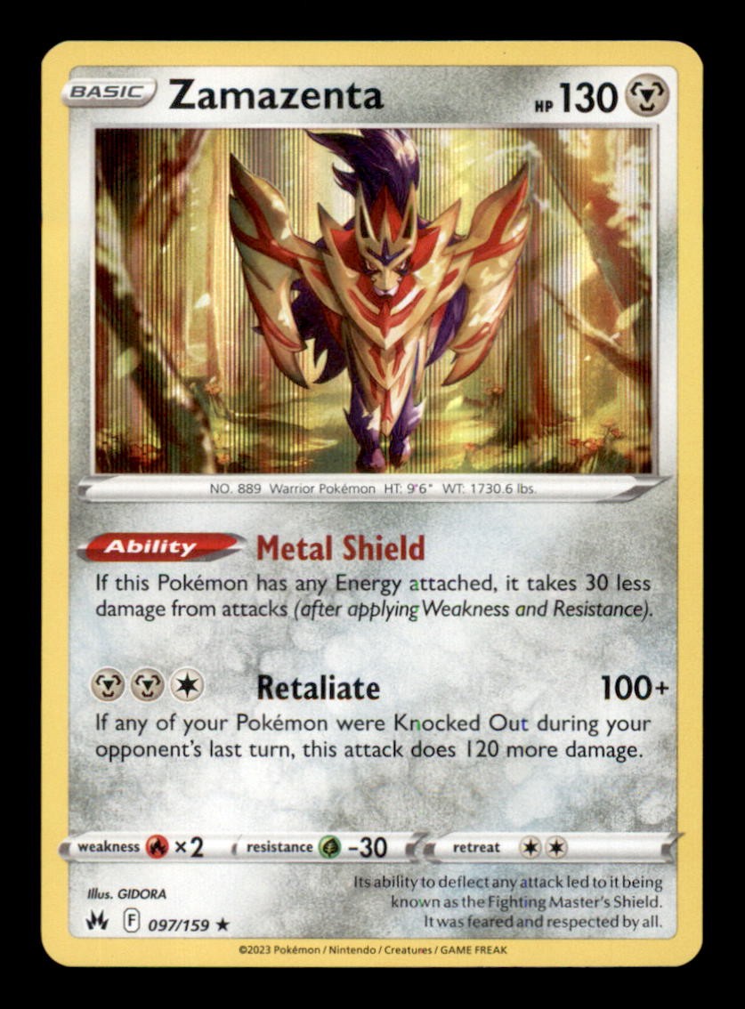 ZAMAZENTA 097/159 HOLO RARE CROWN ZENITH NM/M
