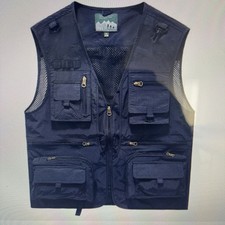 Mens Vest Navy Utility Multi-Pocket Fishing Vest Sports Workwear Fisherman 6xl