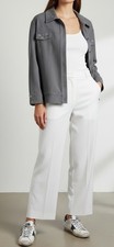 St John Sport VINTAGE Y2K Jacket SILVER Grommet Circles SZ L Stretch Gray 498