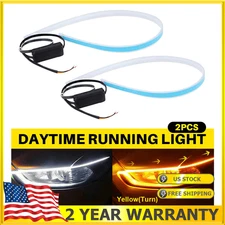2x Flexible 60cm LED Car Headlight Strip Light DRL Turn Signal Lamps Amber White