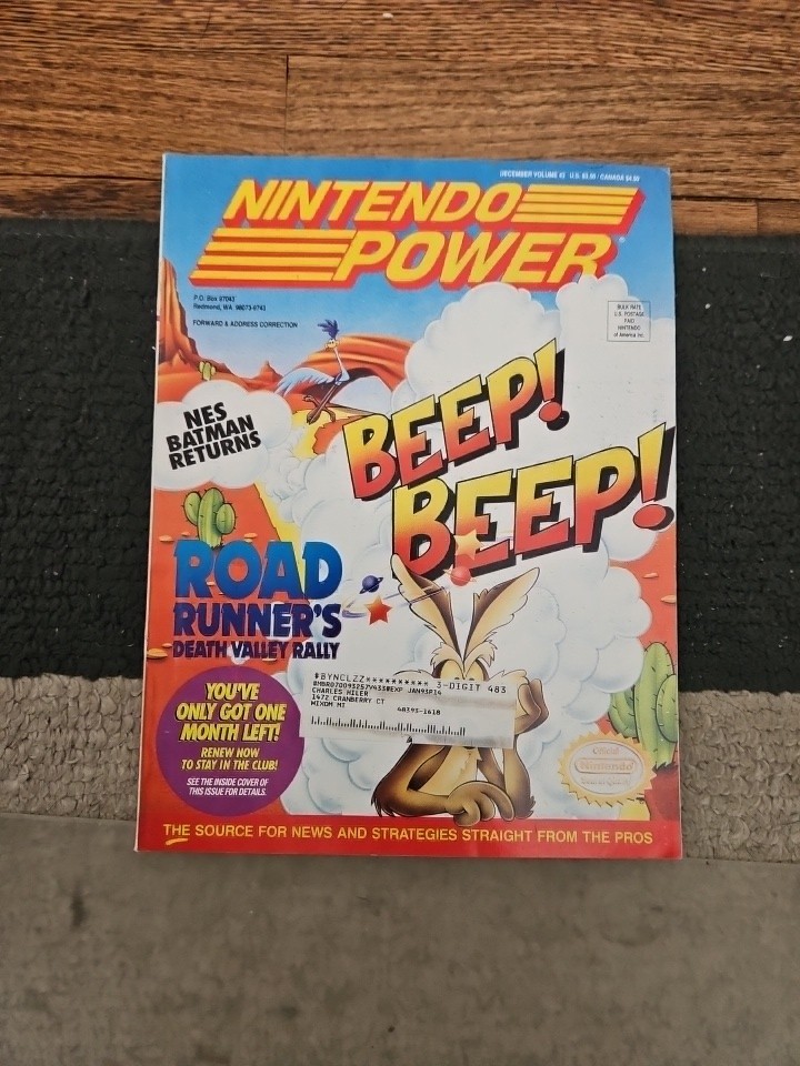 Nintendo Power Mag Vol 43 Road Runner December 1992 Lost Vikings Poster & Cards