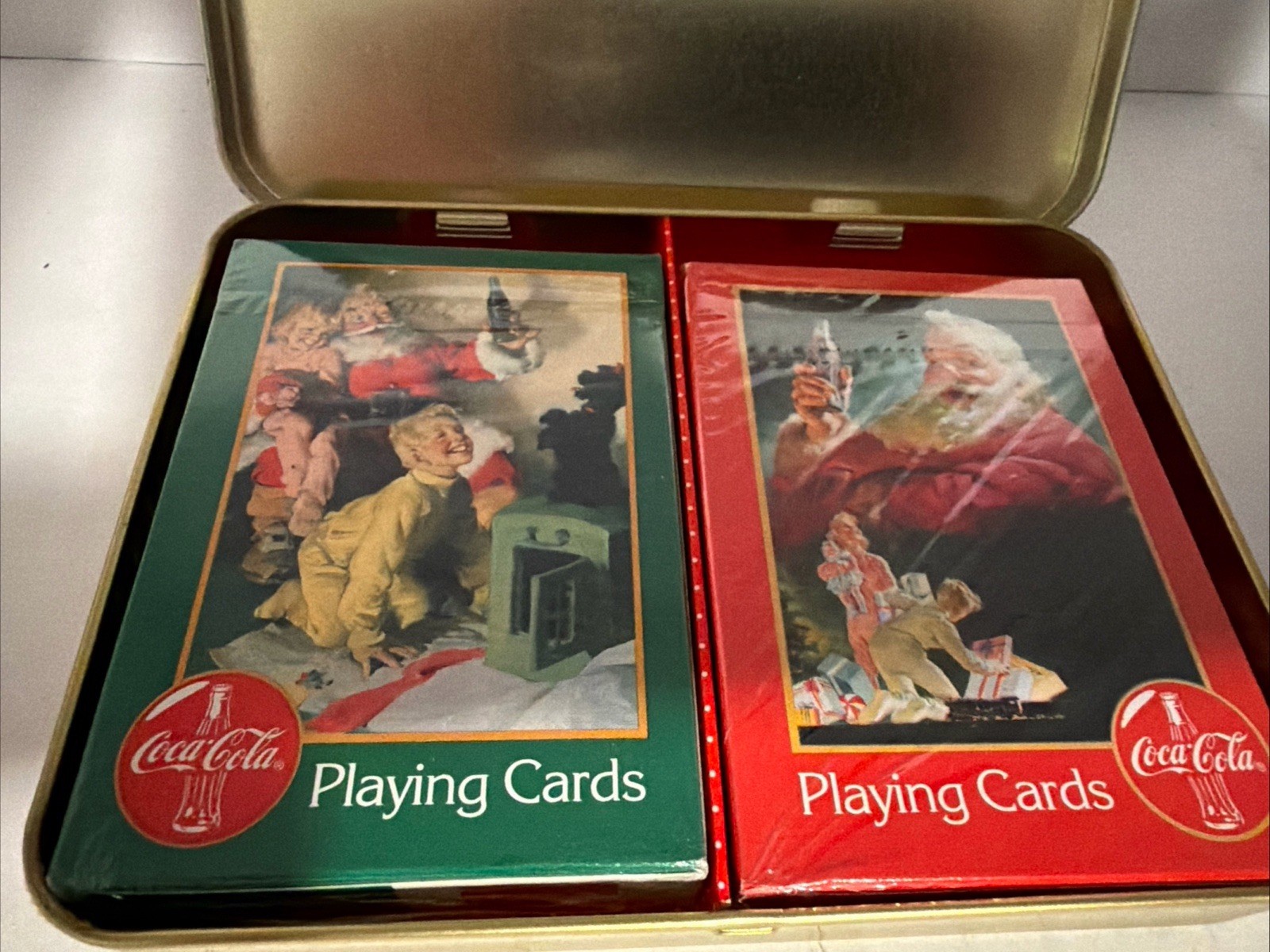Coca-Cola Nostalgia Limited Edition 2 Playing Card Decks In A Collectible Tin