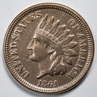 1861 Indian Head Cent Extremely Fine (XF) Cleaned
