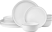 Mikasa Samantha 12 Piece Bone China Dinnerware Plate and Bowl Set, Service for 4