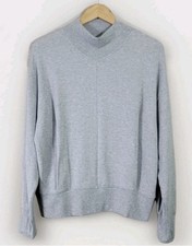 Athleta Womens Mock Neck Sweatshirt Pullover Gray Sz S Athleisure Cozy Stretchy