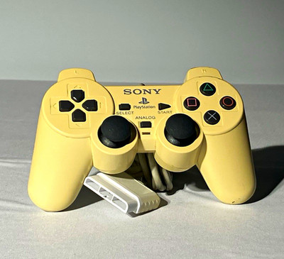 Sony DualShock 2 Ceramic White OEM PS2 Controller Tested Working Yellowed