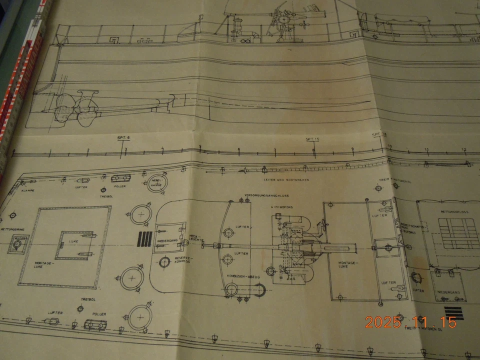 Bauplan Schnellboot Typ S 38 incl. Spanten + Linienriss / M 1:25 /gebraucht/#-02 - Bild 4 von 4