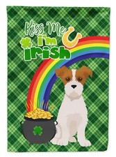 Caroline's Treasures Brown White Wirehair Jack Russell St Patrick's Garden Flag