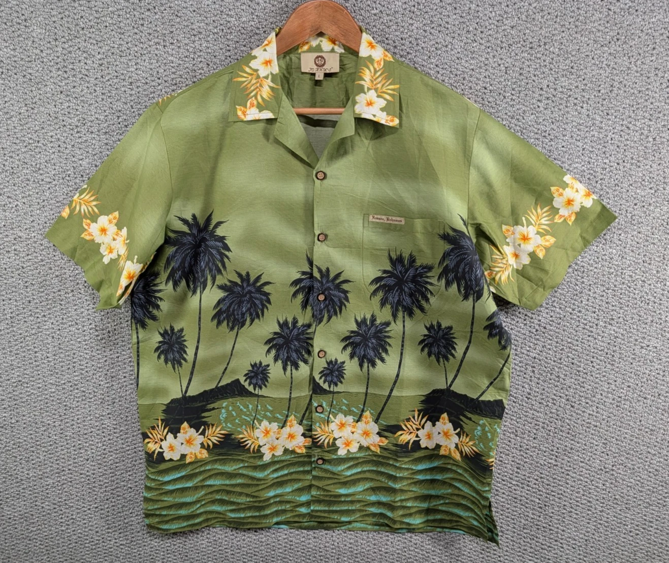 Jo Axx's Caribbean Bahama Hawaiian Tropical Print Beach Surf Button Shirt L