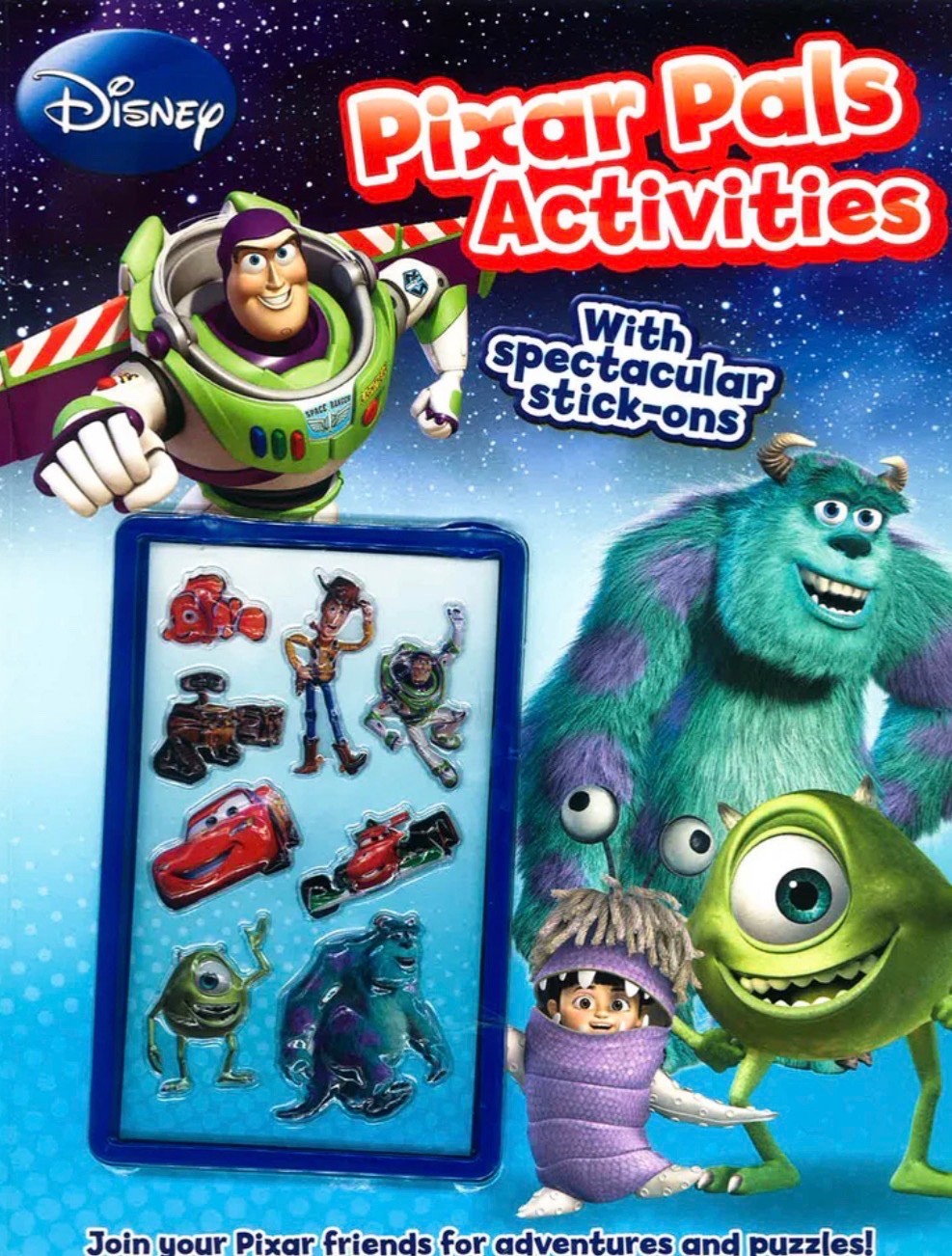 NEW DISNEY PIXAR PALS with 3D STICKERS MONSTERS INC TOY STORY CARS