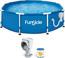 8ft Round Above Ground Swimming Pool Set with 2-in-1 Filter Pump