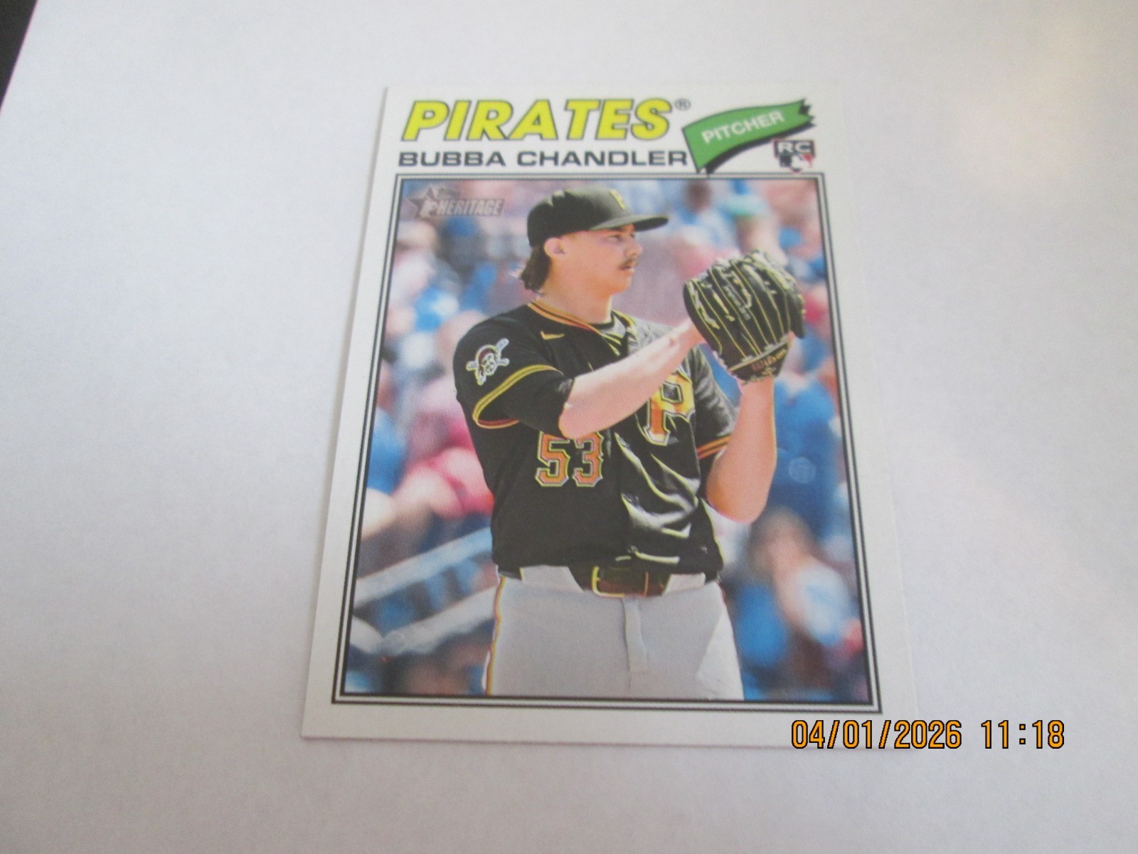 BUBBA CHANDLER PIRATES 2026 TOPPS HERITAGE ROOKIE CARD #265