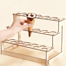 Ice Cream Cone Holder 3 Tiered Display Stand Dessert Cone Organizer