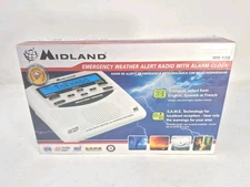 Midland WR-120 Emergency Weather Alert Radio with Alarm Clock -White- New In Box
