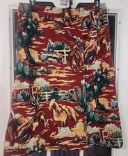 VTG Ivory Coast Handpainted Wrap Skirt Cowboy Rodeo Southwest Equestrian Size S