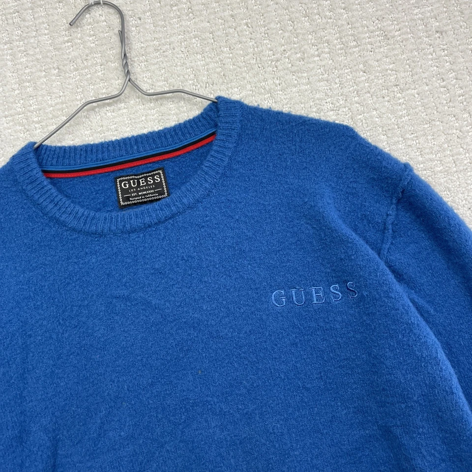 Guess Blue Sweater Men Size Small Mohair / Wool + Blend Pullover Jumper Knit - Image 2 of 4