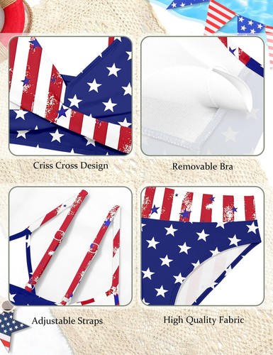 Girls 4th of July Swimsuit American Flag Swimwear Patriotic Bathing Suit Four... - Picture 6 of 6