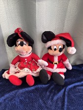 Vintage 1986 Applause Mickey  Mrs. Minnie Mouse Santa 16" Christmas Plush