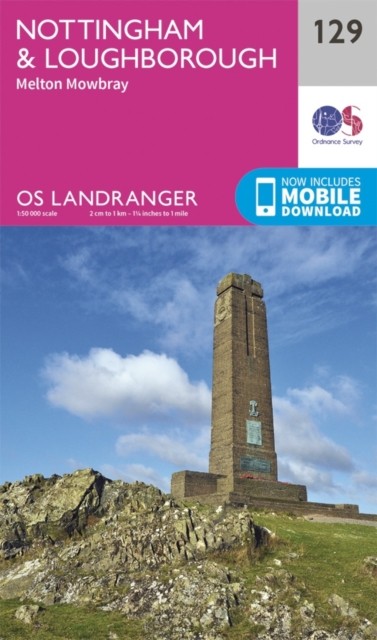 Ordnance Survey Landranger 129 Nottingham & Loughborough, Melton Mowbray Map With Digital Version Pink - Image 5