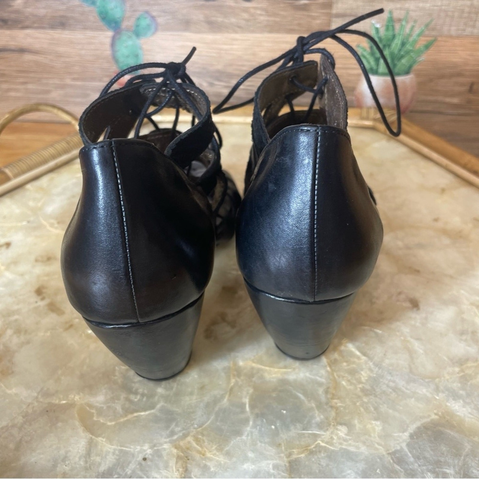 APL Valeria Grossi tacco stringato pelle nero donna 39 US 8 5 pelle di serpente gotico