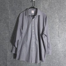 Brooks Brothers Dress Shirt Mens 18 34 Blue Plaid Madison Fit Non Iron Stretch