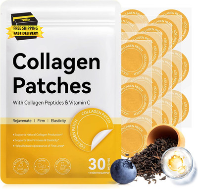 Collagen Patches 30 Pcs - 100% Natural Patch for Women and Men - Skin Elasticity