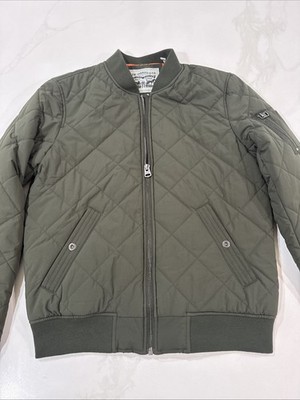 Levi's Men's Diamond Quilted Sherpa Lined Bomber Jacket, Olive/Black Small New