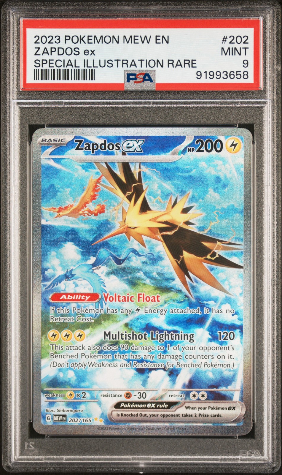 2023 POKEMON MEW EN-151 SPECIAL ILLUSTRATION RARE #202 ZAPDOS EX PSA 9