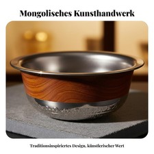 Mongolische Metallschale, ethnisches Kunsthandwerk