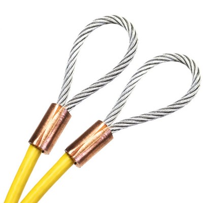 Made to Order Cut to Inches Braided Steel Cable 1/8 Copper Sleeve Yellow/Pink