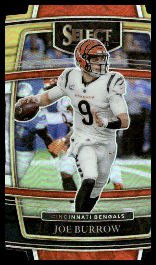 2021 Panini Select #9 Joe Burrow Black and Gold Prizm Die Cut