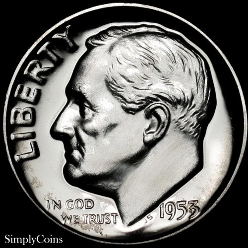 1953 Roosevelt Dime Proof CHOICE Uncirculated 90% Silver Coin US