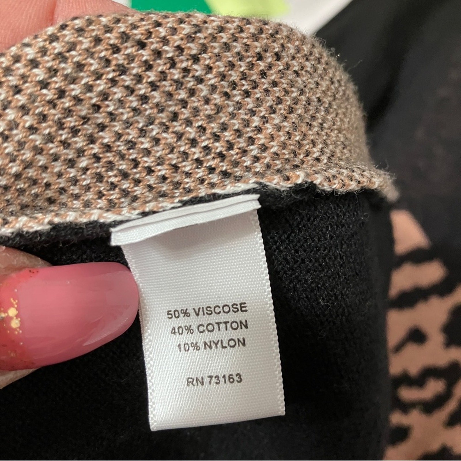 Mixed Leopard Houndstooth Patchwork Pattern Sweat… - image 2