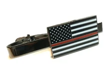 Thin Red Line Fallen Fire Dept Fireman Firefighter Suit Work Tie Bar Clip
