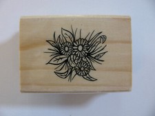 Wood Mounted Rubber Stamp FLOWERS/LEAVES 2.5" X 1.75" NEW