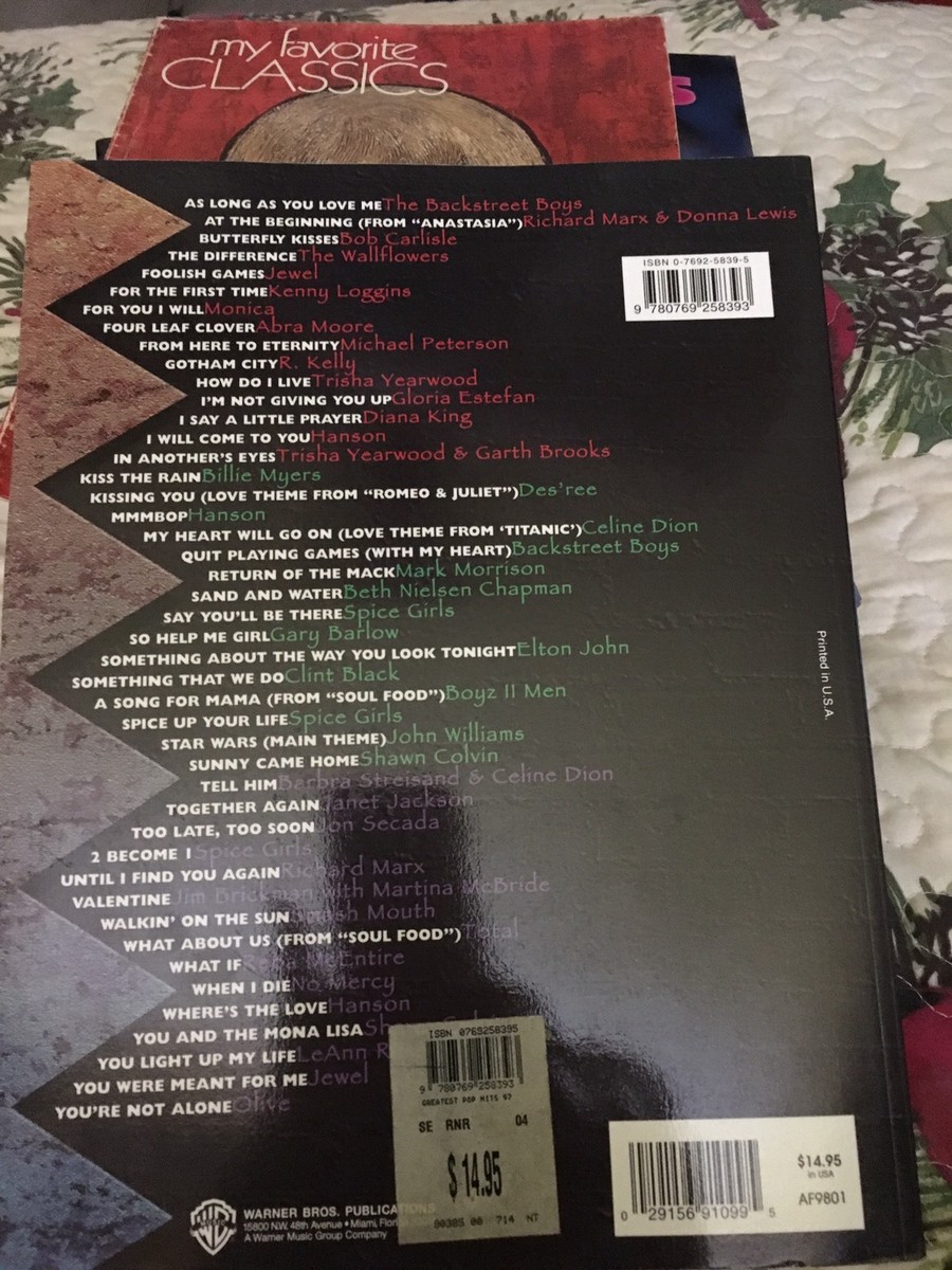Greatest Pop Hits of 1997 - 1998 piano / vocal / chords WB pub