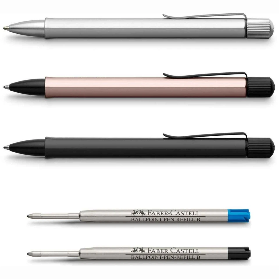 FABER-CASTELL FABER CASTELL Kugelschreiber Hexo B rose silber schwarz | Ersatzmine [wählbar]