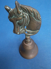 Vintage Edwardian Brass Shop Door Bell Horses Head rings when door opens