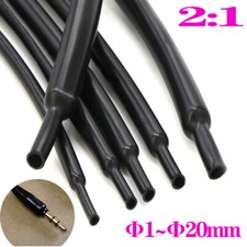 Black 2:1 Heat Shrink Tubing Electrical Sleeving Cable Heatshrink Tube 1mm 20mm