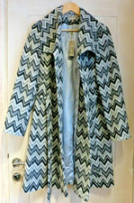 Coat Jacket Zig Zag Grey Black White Zara Look Chevron Wool Blend 14 16 New