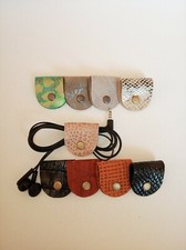 Genuine Leather Cable or Earphone Organizer Cable Reel Made in Italy