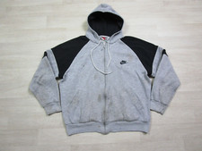 Vintage 1980s Nike Hoodie Full Zip Men's Size XL Black/Gray Tag Distressed