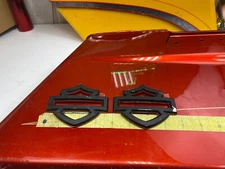 🔥OEM Harley CVO Touring Fuel Gas Tank Emblems Denim Black & Orange Genuine🔥