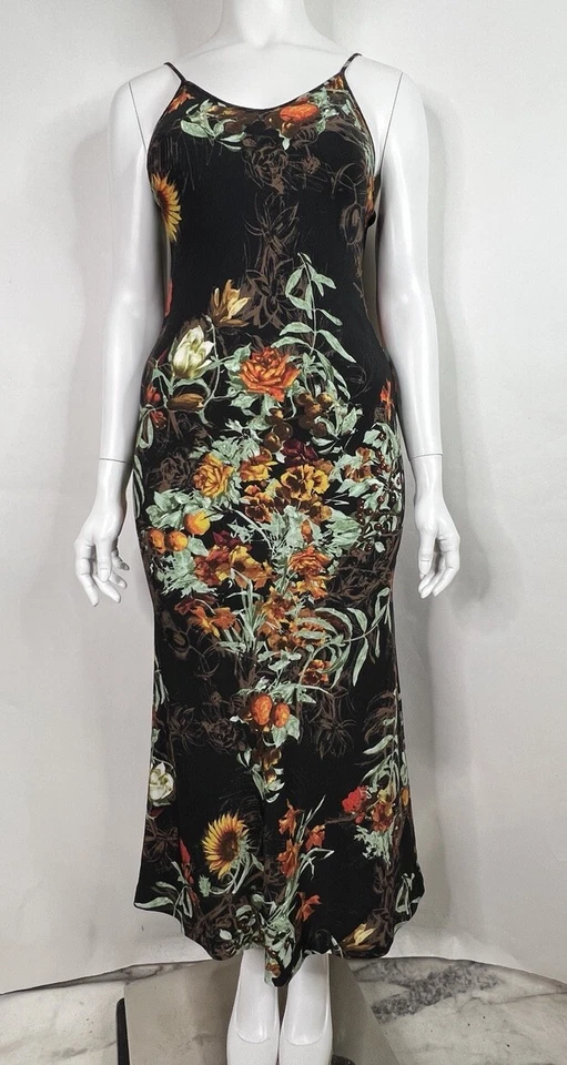 Vtg Jean Paul Gaultier Black Floral Dress L - Image 2 of 4