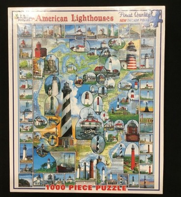 White Mountain Puzzles American Lighthouse 1,000 piece puzzle FREE SHIPPING 