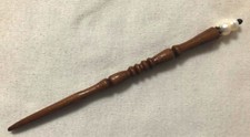 Hand crafted hand turned wood hair stick pin with pearl accents 7 inches long